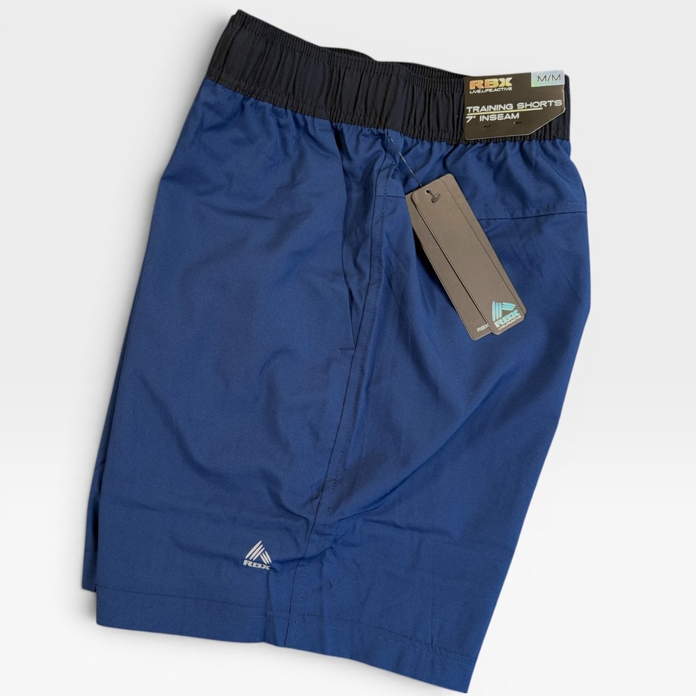 RBX PerformanceTraining Shorts Mens M Blue Drawstring Athletic Gym Running